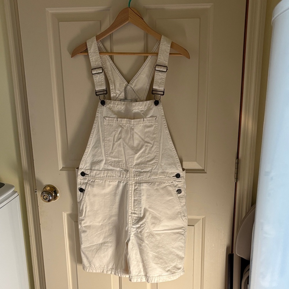 White Cotton Overall Dress